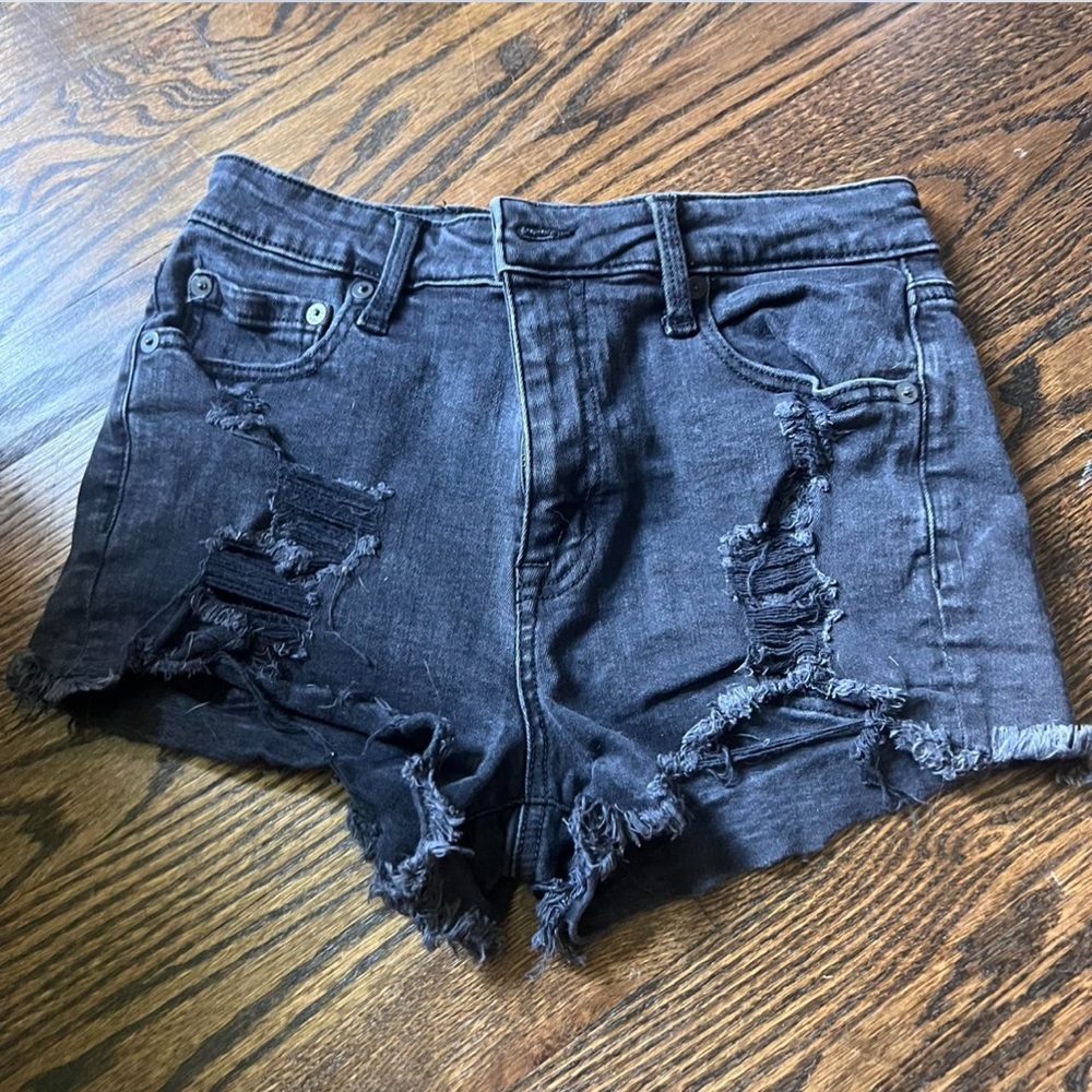 Aeropostale Black Ripped Jean Shorts